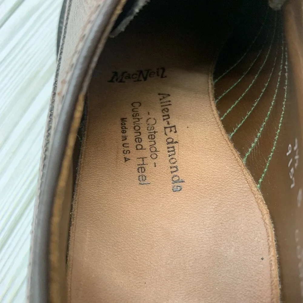 VTG Allen Edmonds 9157 MacNeil Brown Pebbled Leather Wingtip Brogue Shoes 9.5 B‎
